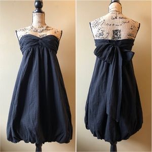 Trina Turk bubble hem black cotton eyelet dress